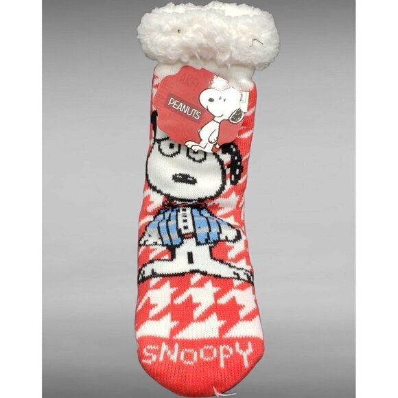 NWT Snoopy Slipper Socks Peanuts Sherpa Lined No Slip Grips One Sz Gift - Picture 8 of 9